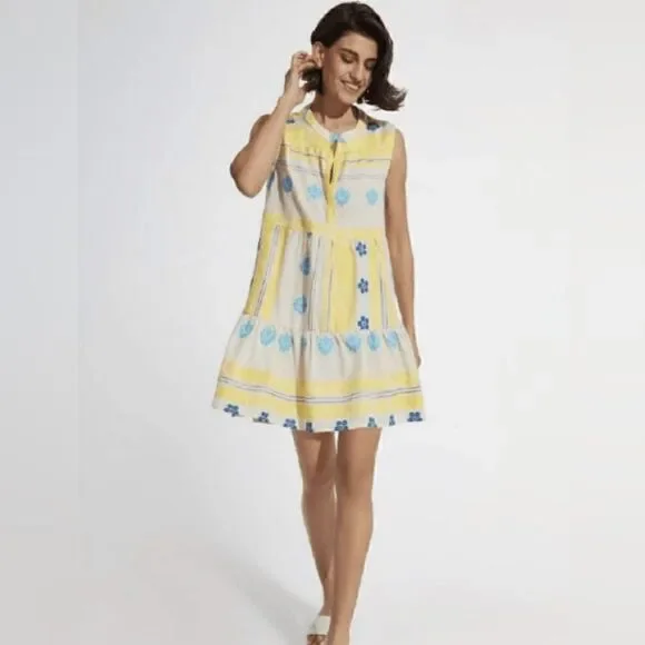 Kasia | Milos Mini Dress in Yellow / Blue - Picture 2 of 3